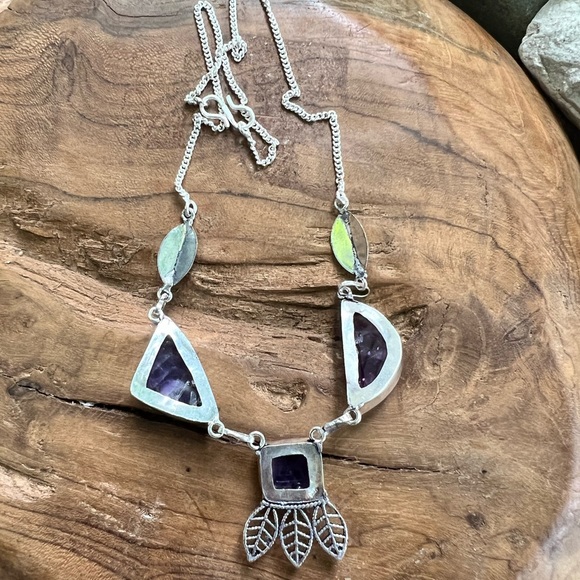 Banded amethyst Navajo style necklace - Picture 7 of 8